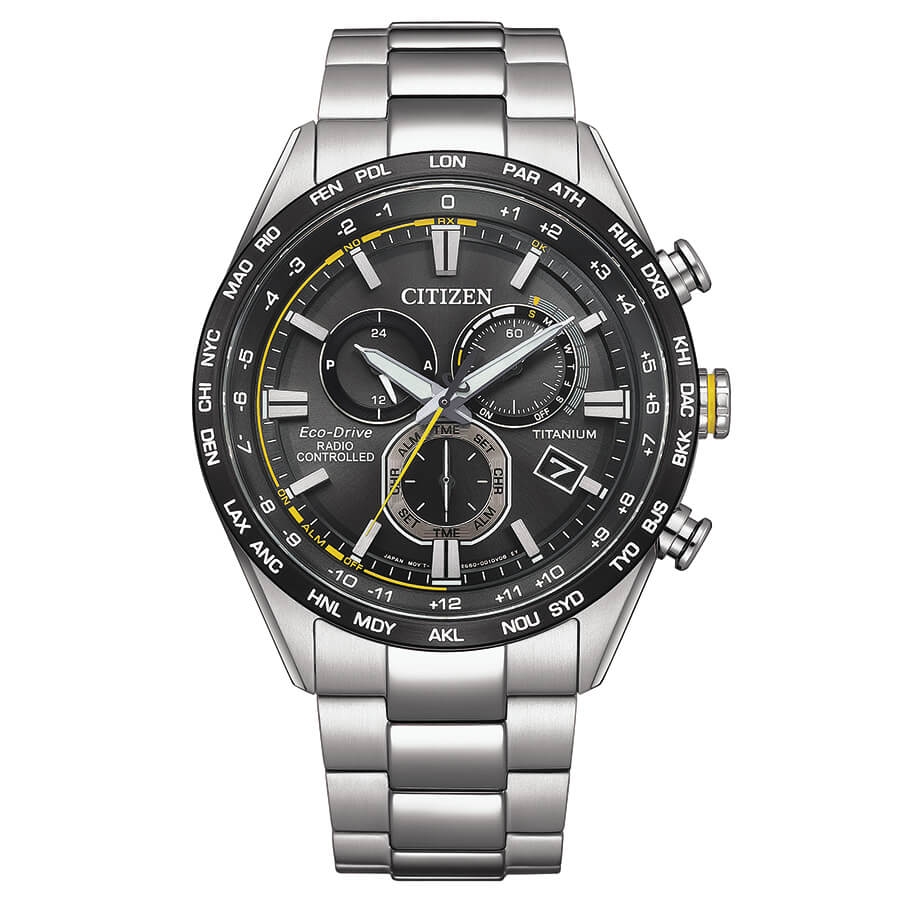 Orologio Citizen Cronografo Super Titanio 7090 – Quadrante Bianco, Vetro Zaffiro, Tecnologia Eco-Drive, 43 Mm