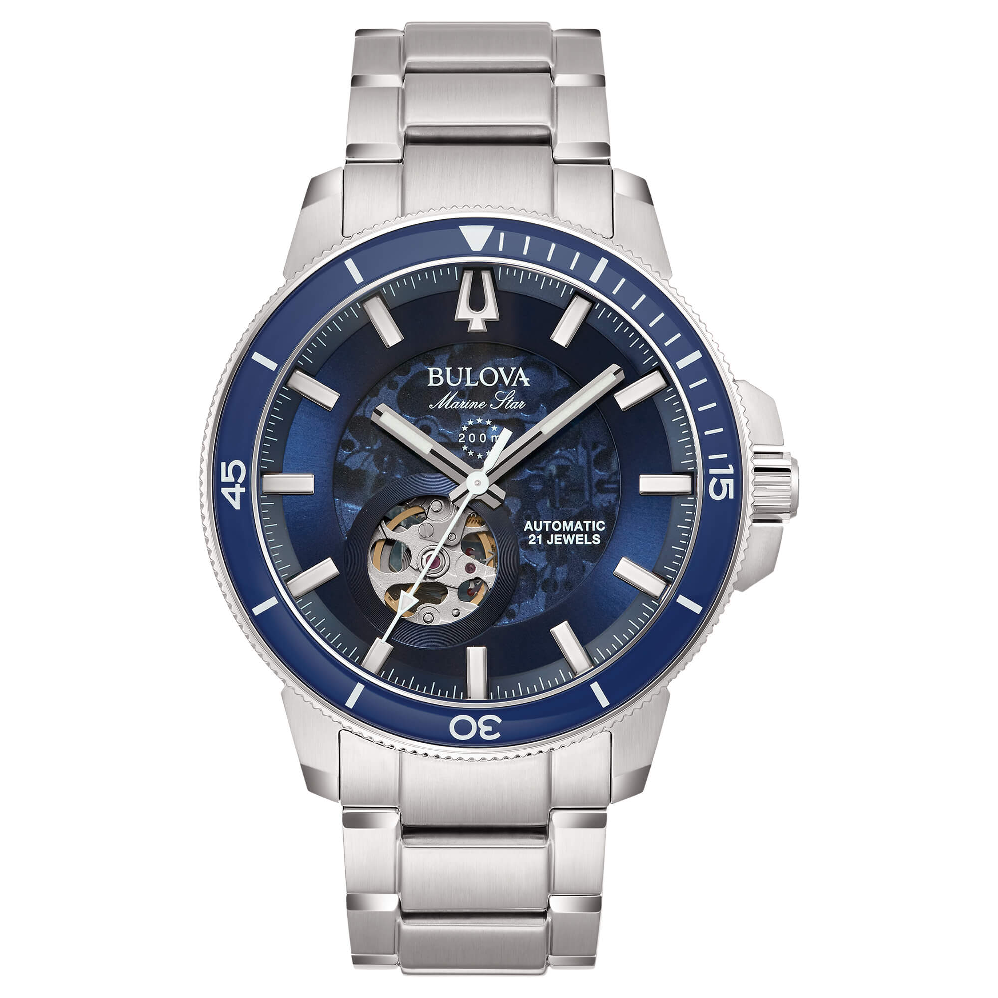 Bulova Surveyor Orologio Automatico Da Uomo 98B422 - Cassa 39mm, Quadrante Borgogna, Cinturino Acciaio